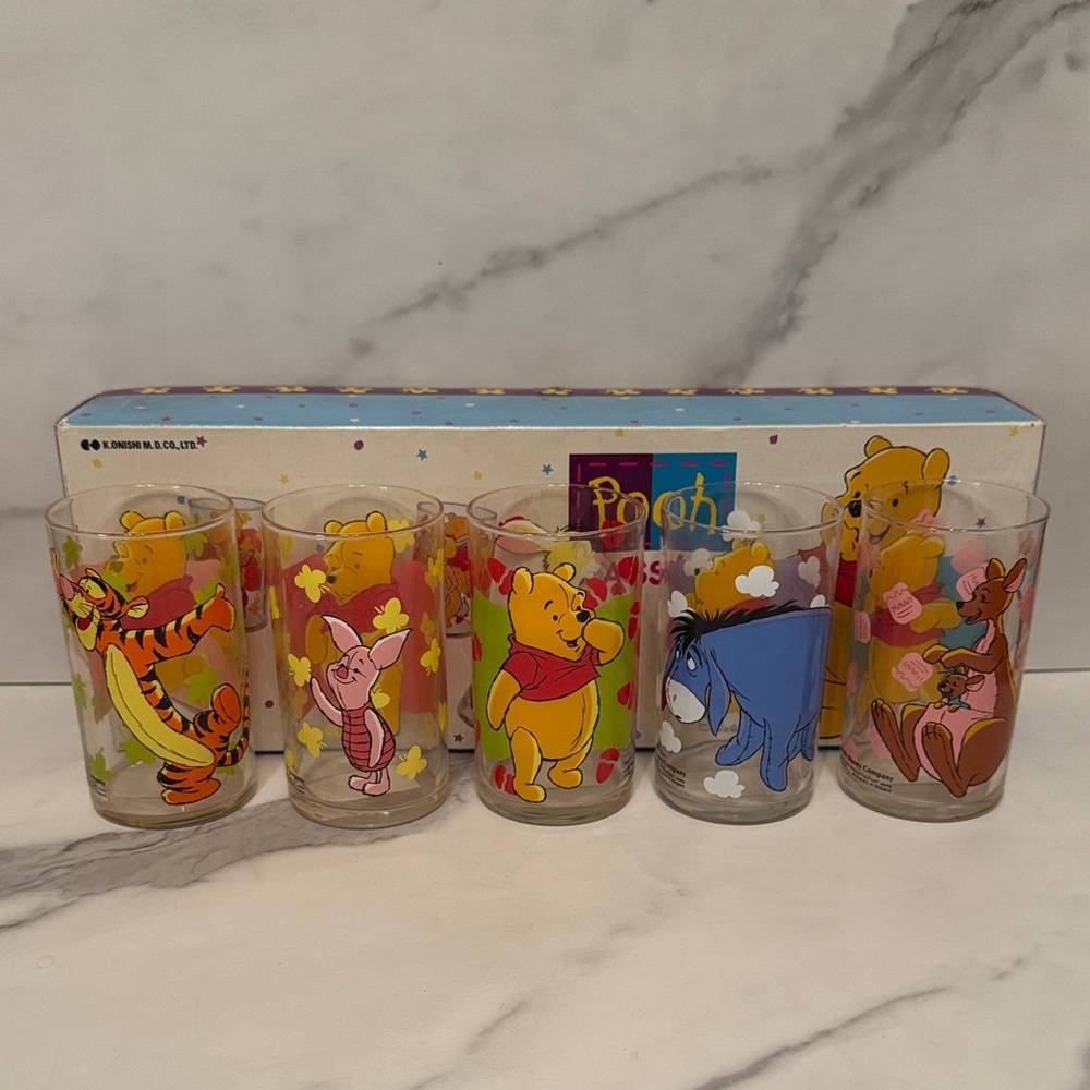 Disney Winnie the Pooh Colorful Character Glasses Set x 5